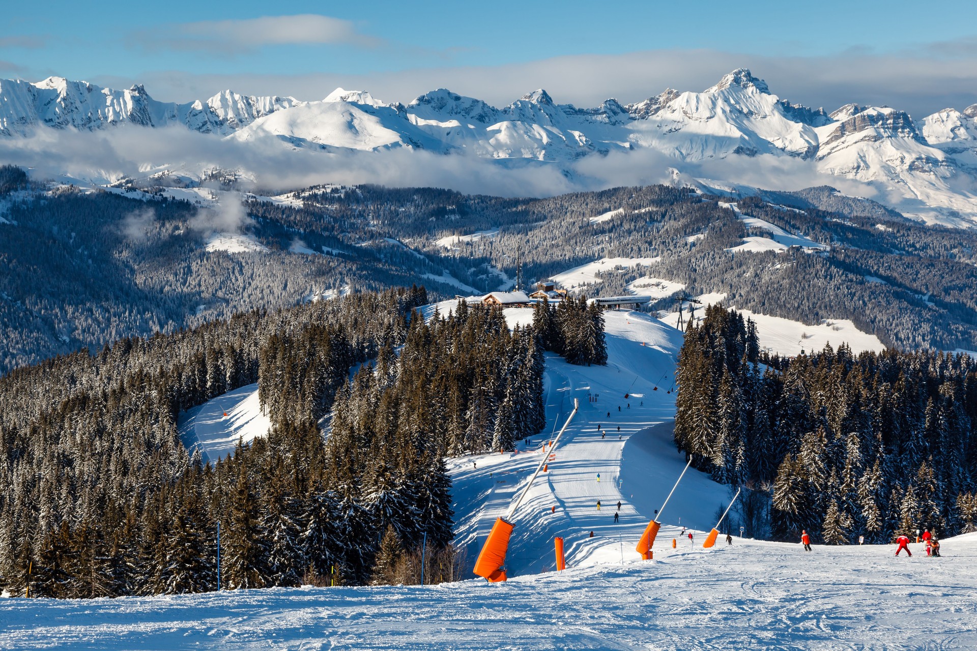 Skiing and Snowboarding in French Alps, Megeve