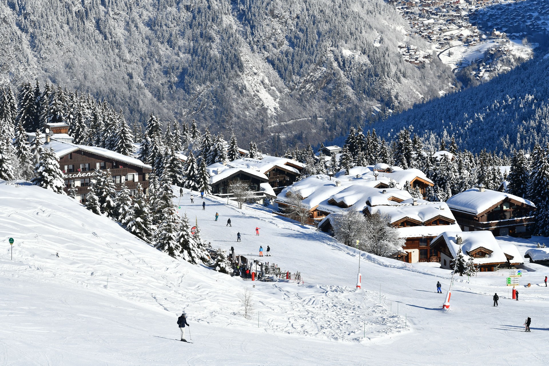 Courchevel ski resort by winter